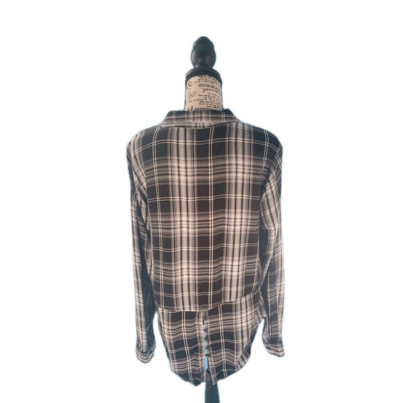 Eddie Bauer Lg Tunic Plaid Button Back Hem Long Sleeved Lightweight Viscose - Picture 2 of 12